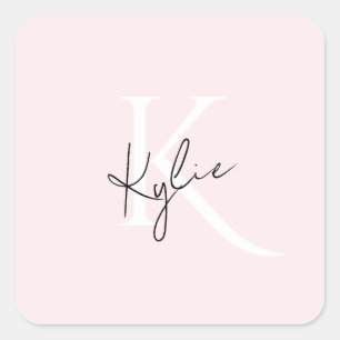 Sticker Carré Rose Moderne en Rougissement Personnalisée avec Mo
