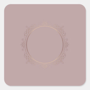 Sticker Carré Rose moderne Gold Blank Modèle Ajouter un texte te