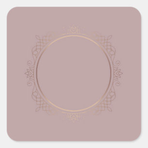 Sticker Carré Rose moderne Gold Blank Modèle Ajouter votre texte