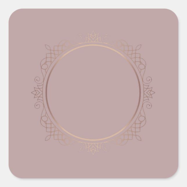 Sticker Carré Rose moderne Gold Blank Modèle Ajouter votre texte (Devant)