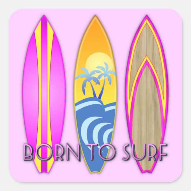 Sticker Carré Rose né au Surf (Devant)