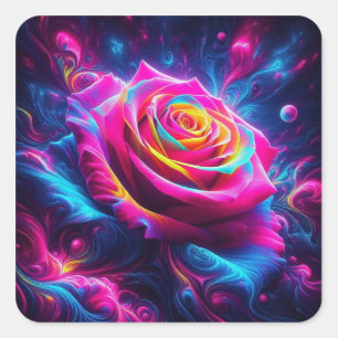 Sticker Carré Rose Neon dynamique