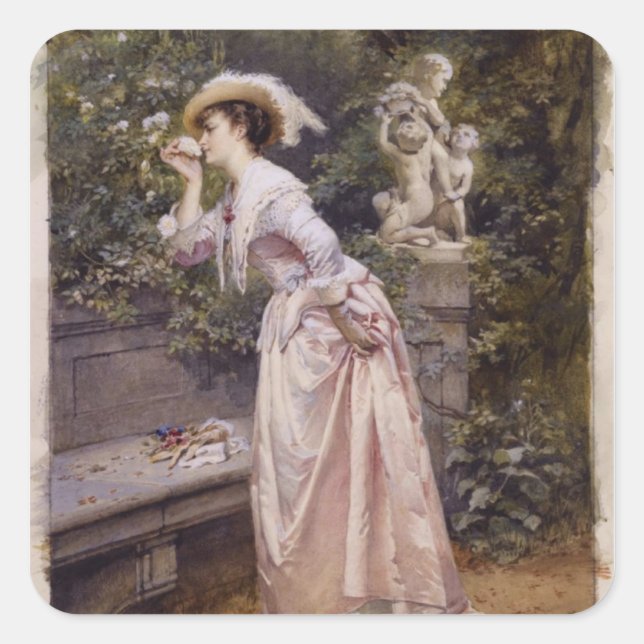 Sticker Carré Rose odorante (Devant)