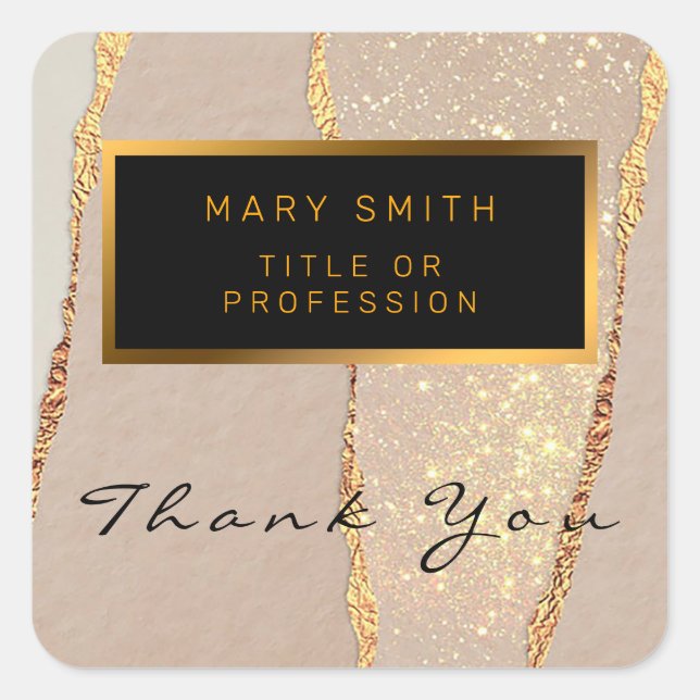 Sticker Carré Rose or Parties scintillant de luxe (Devant)