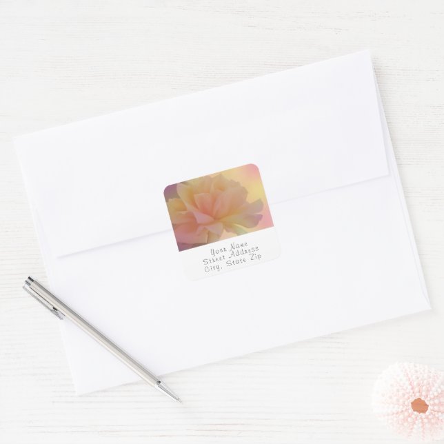 Sticker Carré Rose Pastel (Enveloppe)