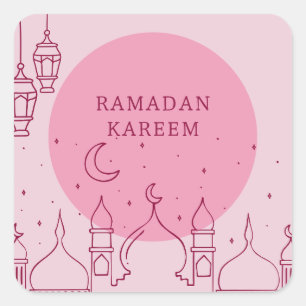 Sticker Carré rose Ramadan Kareem