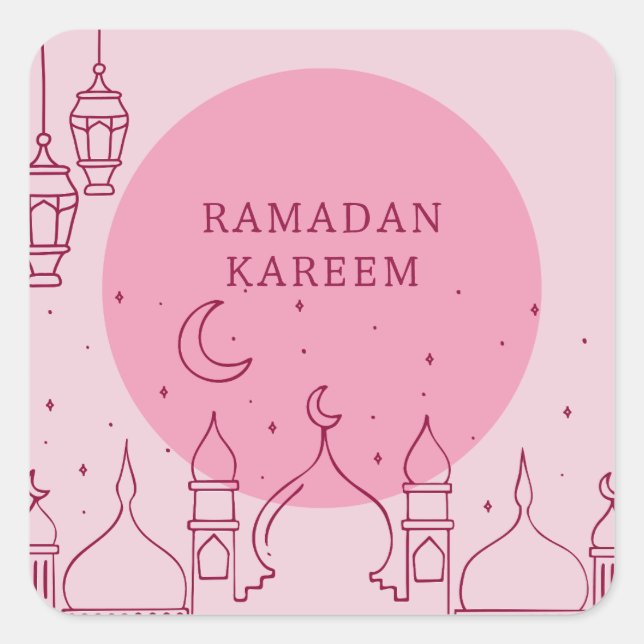 Sticker Carré rose Ramadan Kareem (Devant)