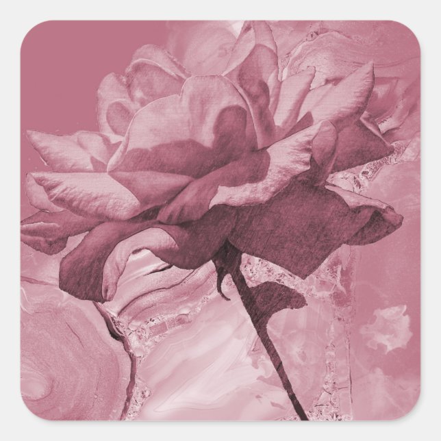 Sticker Carré Rose rose (Devant)