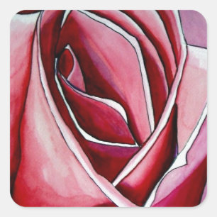 Sticker Carré Rose Rose macro fleurs aquarelle art abstrait