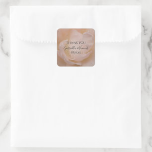 Sticker Carré Rose rose pâle Floral Mariage Merci Favoriser Tags
