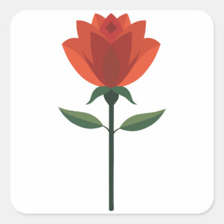 Sticker Carré Rose rouge intemporelle