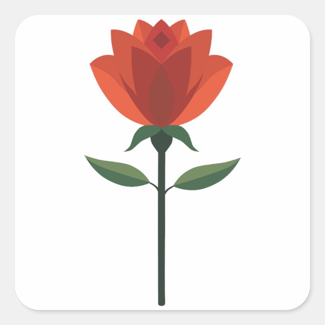 Sticker Carré Rose rouge intemporelle (Devant)