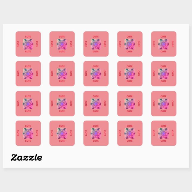 Sticker Carré ROSE_ROUGE mignon (Feuille)