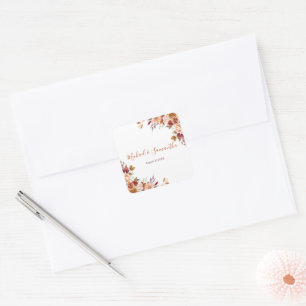 Sticker Carré Rose rustique et chrysanthème pour un mariage d'au