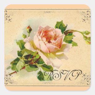 Sticker Carré Rose victorienne