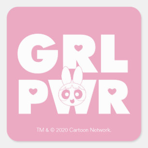 Sticker Carré Rose vif:Pouvoir des filles