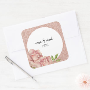 Sticker Carré Roses Aquarelle Teint de Violette Douce