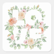 Roses aquarelles et verdure AMOUR Saint-Valentin