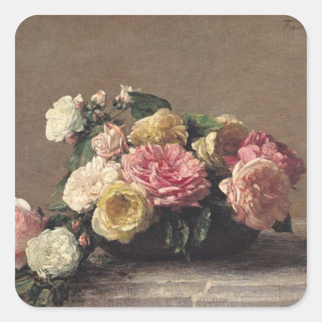 Sticker Carré Roses dans un plat, 1882 (Devant)