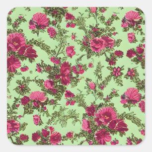 Sticker Carré Roses roses victoriennes