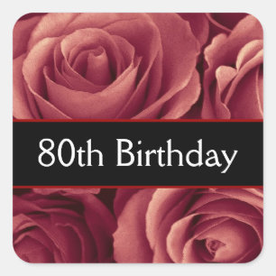 Sticker Carré Roses rouges de quatre-vingtième anniversaire