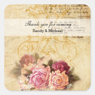 Sticker Carré Roses vintages