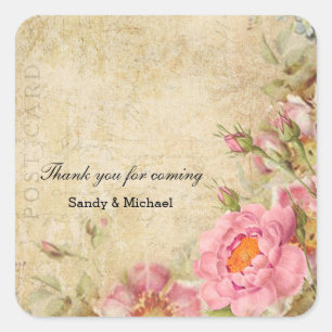 Sticker Carré Roses vintages