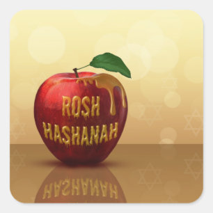 Sticker Carré Rosh Hashanah Juif Nouvel An Honey Apple