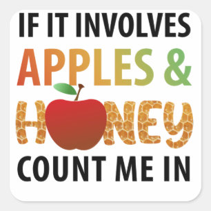 Sticker Carré Rosh Hashanah pommes et miel Classic Round Stic