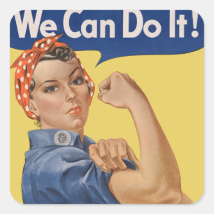 Sticker Carré Rosie la riveteuse patriotique vintage, nous pouvo