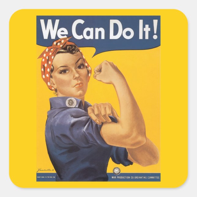 Sticker Carré Rosie le Riveter "Nous pouvons le faire" (Devant)