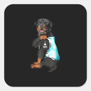 Sticker Carré Rottweiler I Love Maman Tattoo