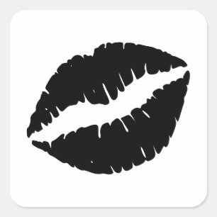 Sticker Carré Rouge à lèvres noir sur les lèvres Kiss Graphic