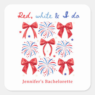 Sticker Carré Rouge Blanc et je fais des Faveurs de Demoiselle d