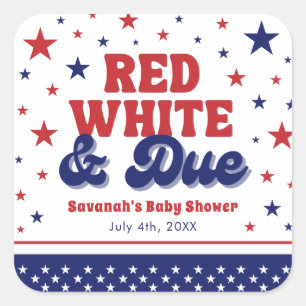 Sticker Carré Rouge, blanc et plein 4 juillet Baby shower patrio