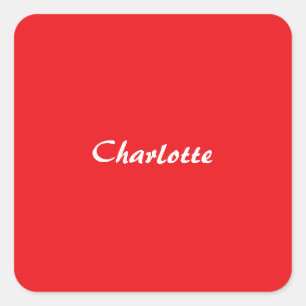 Sticker Carré Rouge blanc Script élégant minimaliste Nom moderne