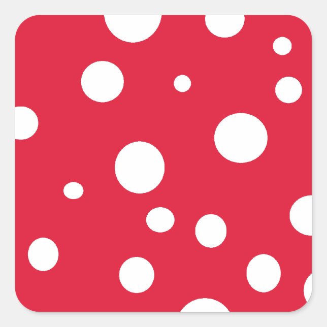 Sticker Carré Rouge brillant avec Pois blancs Amusants été (Devant)