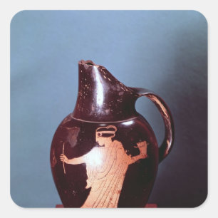 Sticker Carré Rouge-chiffre oinochoe de grenier