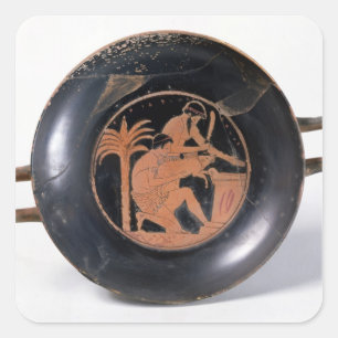 Sticker Carré Rouge-chiffre tasse de grenier