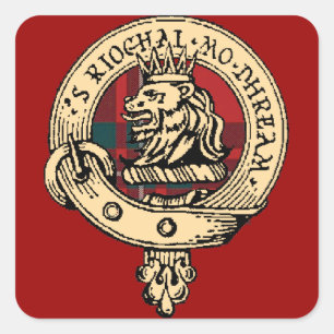 Sticker Carré Rouge d'autocollant de tartan d'insigne de Gregor