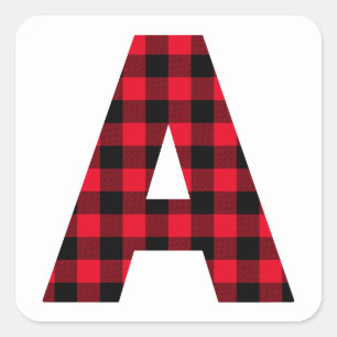 Sticker Carré Rouge et noir Buffalo Check Bold Lettre A Monogram