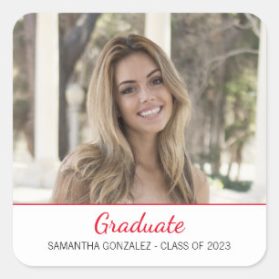Sticker Carré Rouge moderne avec graduation photo