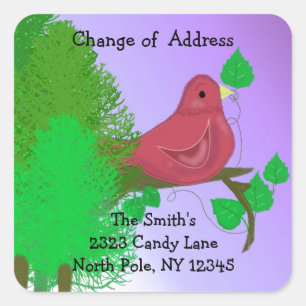 Sticker Carré Rouge Robin Changement d'Adresse