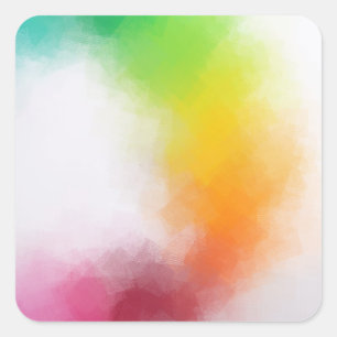 Sticker Carré Rouge rose rose jaune Bleu Vert Art Abstrait