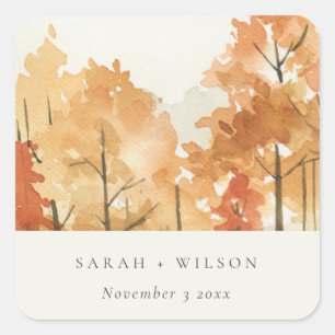 Sticker Carré Rouille Orange Jaune Automne Arbre Automne Mariage