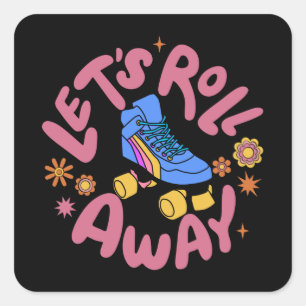 Sticker Carré Roulons les patins à rouleaux