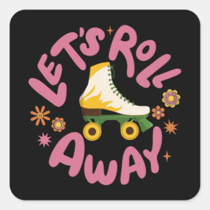 Sticker Carré Roulons les patins à rouleaux