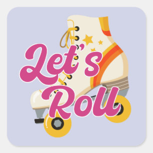 Sticker Carré Roulons Retro Patinage à rouleaux Super