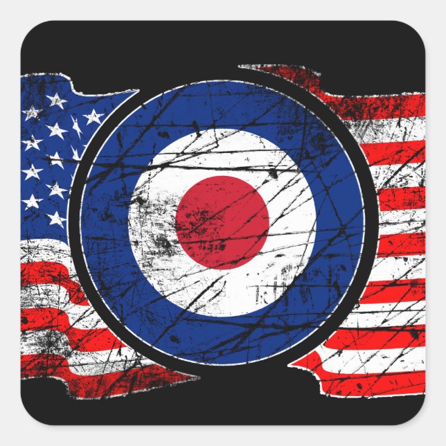 Sticker Carré Roundel Mods USA - Scooter cible (Devant)