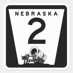 Sticker Carré Route 2, Nebraska, États-Unis